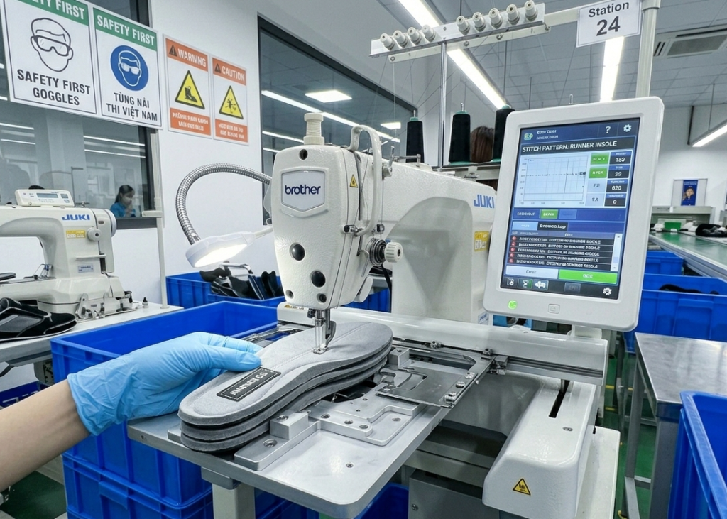 Automated label stitching machine