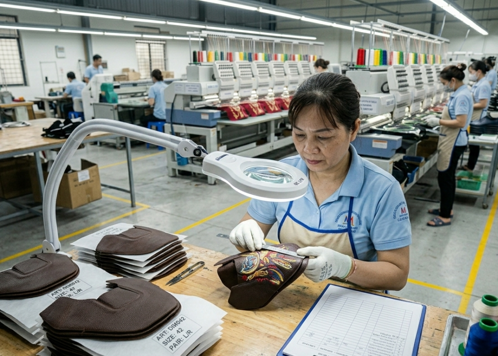 Quality inspection of embroidered footwear components