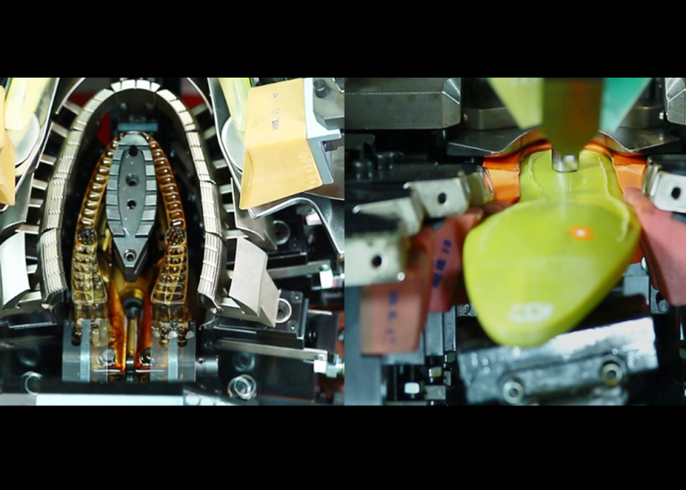 Forepart Lasting and Seat and Side Lasting Machine Close up Shot