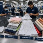 Non-leather upper materials in footwear factory