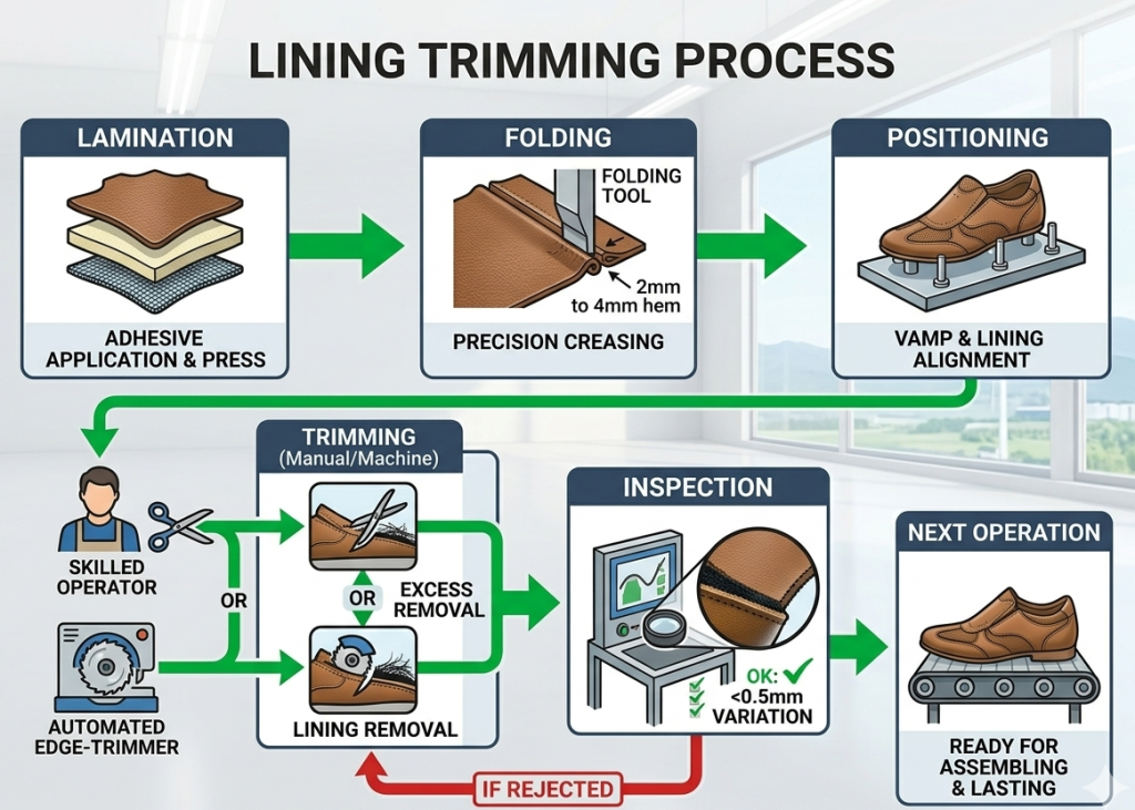Lining Trimming Flow Process Chart