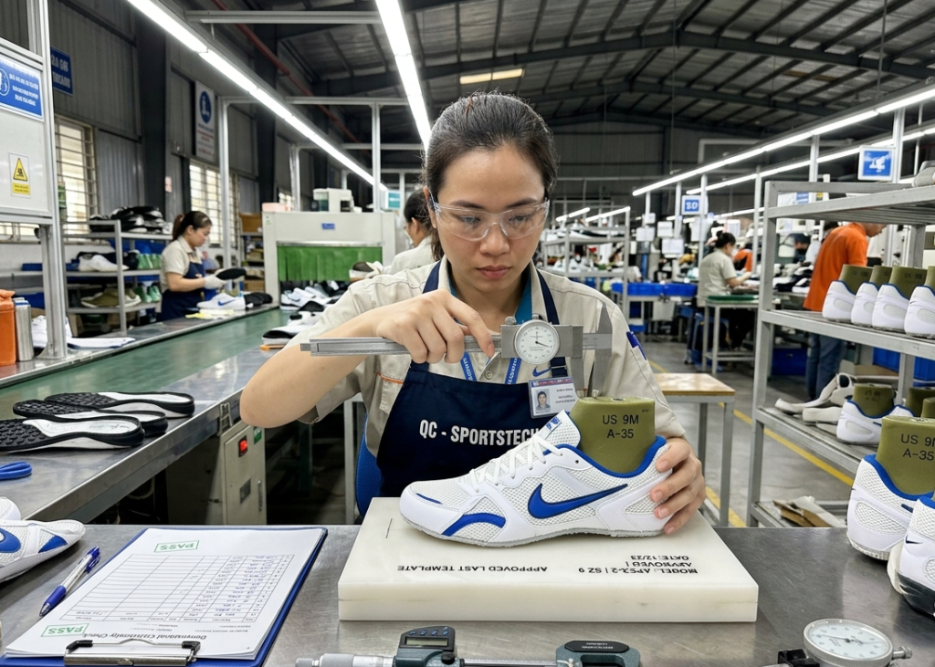 Dimensional conformity inspection during footwear lasting