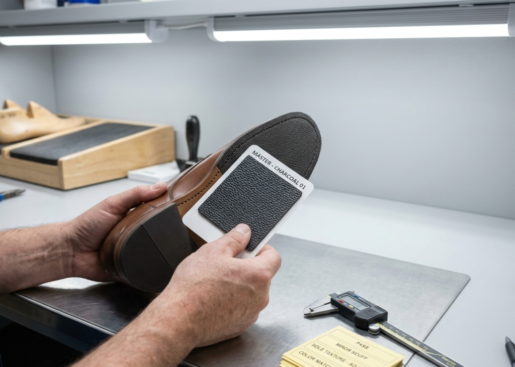 Visual inspection of shoe soles during inbound verification