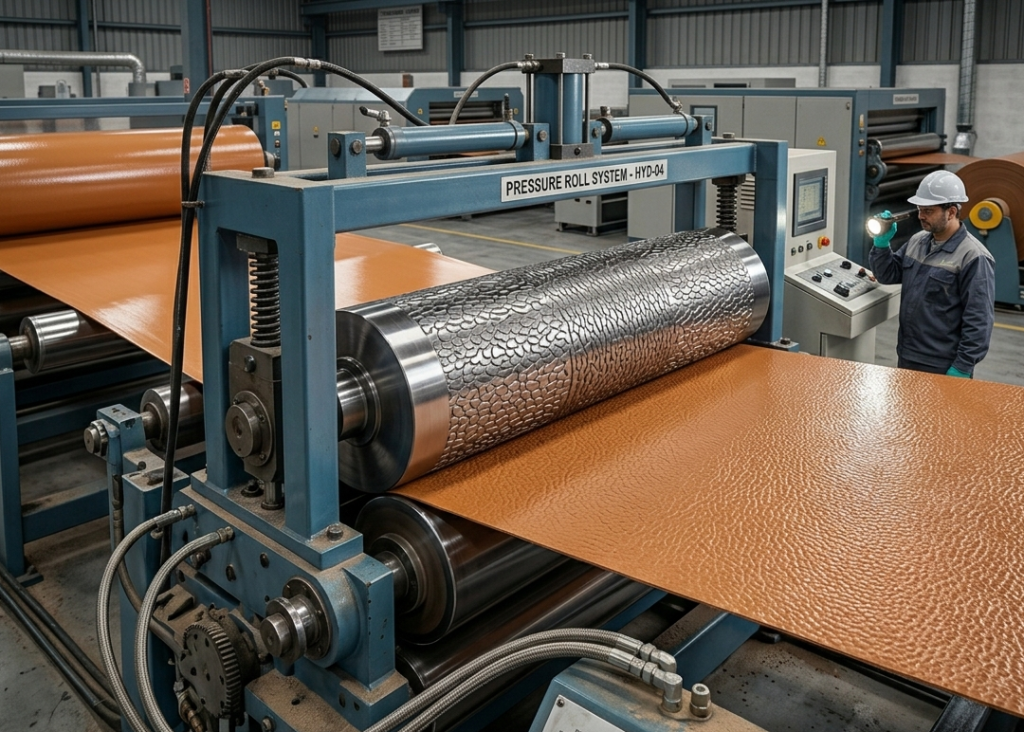 Embossing grain texture on R.C leather