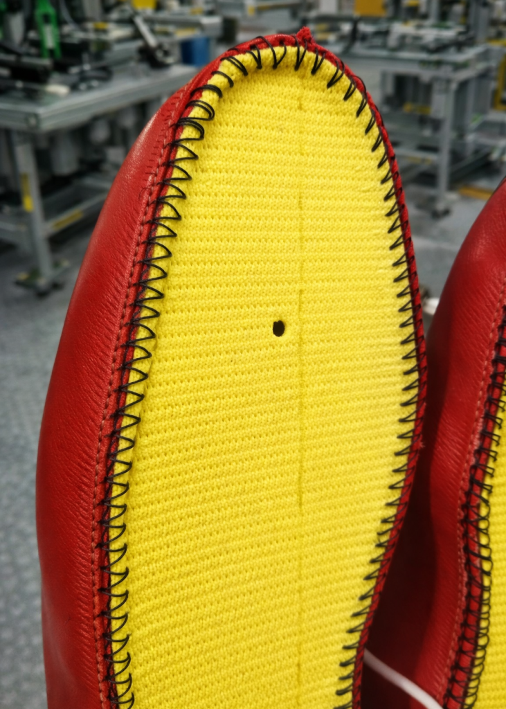 Closeup View of Strobel Stitched Upper