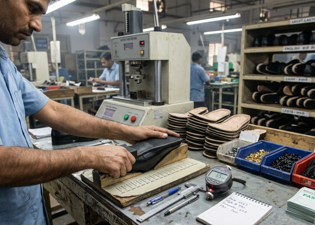 Functional flex testing of footwear soles during inbound verification