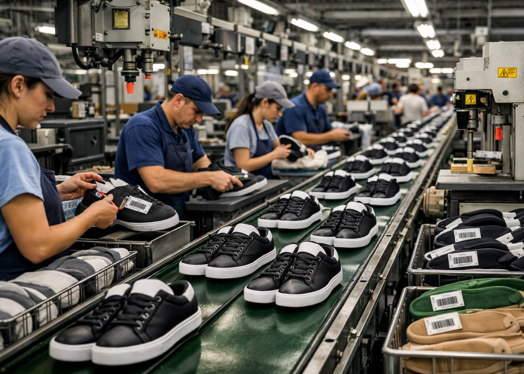 Balanced assembly line in footwear factory