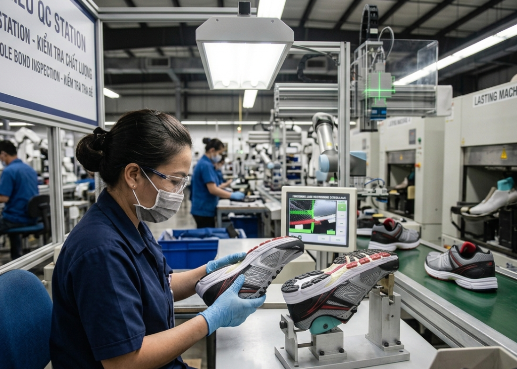 Inline inspection of outsole attaching quality