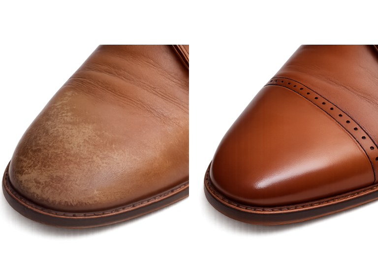 Unfinished and Finished Leather Shoe