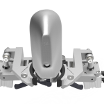 Industrial counter heel molding press shaping shoe upper in footwear factory