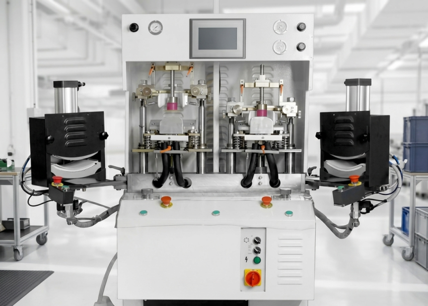 Real industrial toe forming machine for Strobel shoe upper in footwear factory