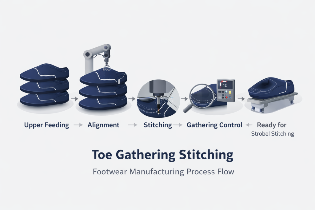 Toe Gathering stitching Process Flow