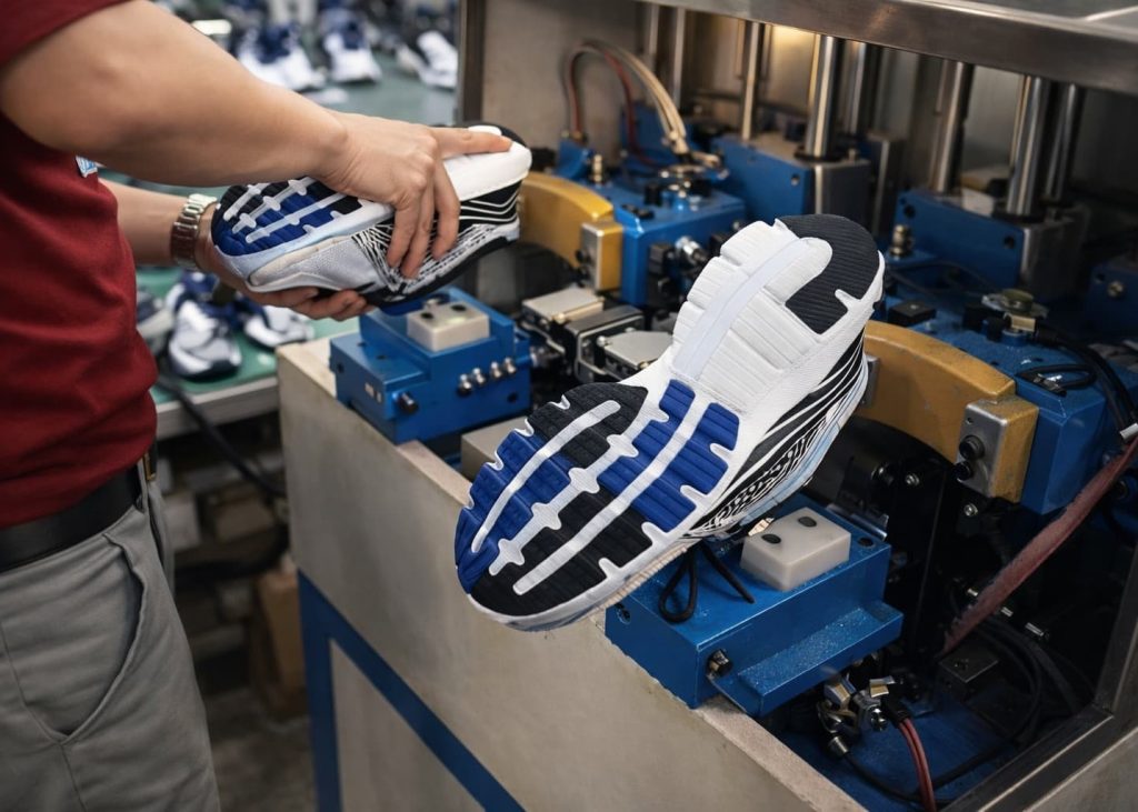 Automatic de-lasting machine in footwear production