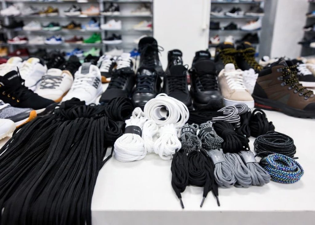 Different lace types used in footwear manufacturing