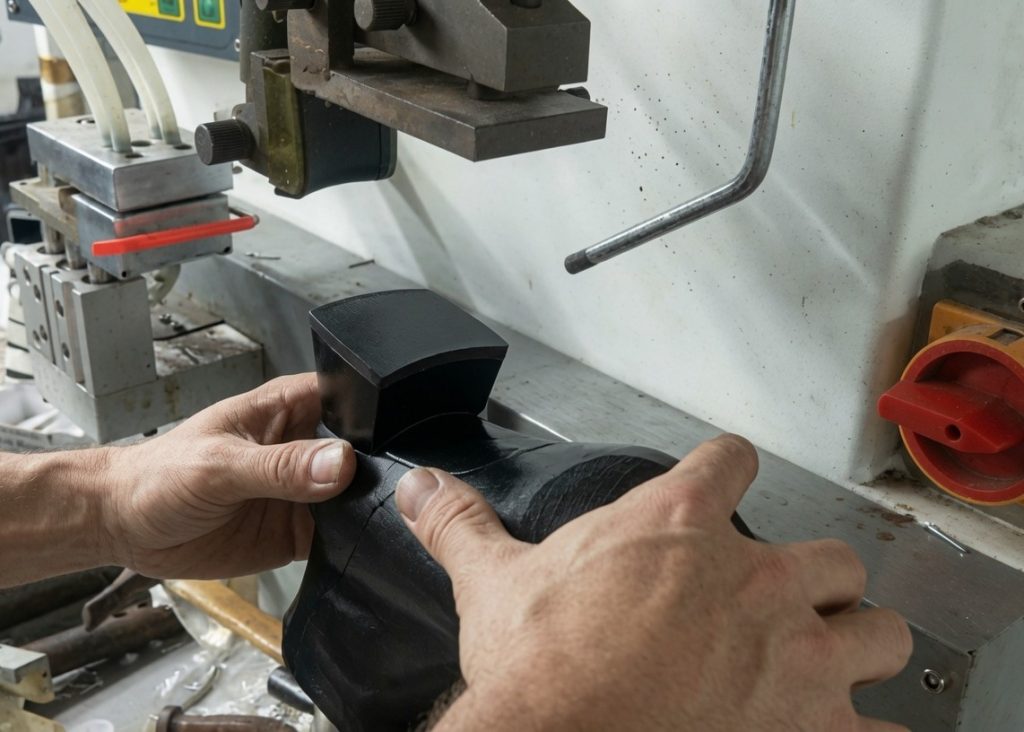 Heel positioning setup before heel nailing operation