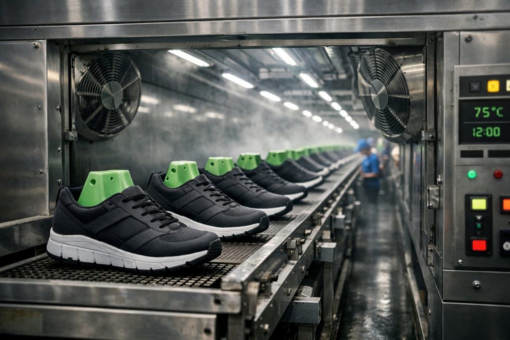 Rapid ageing tunnel in footwear manufacturing