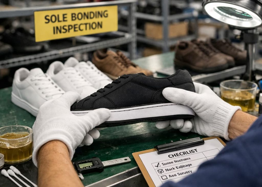 Bond continuity inspection in footwear manufacturing