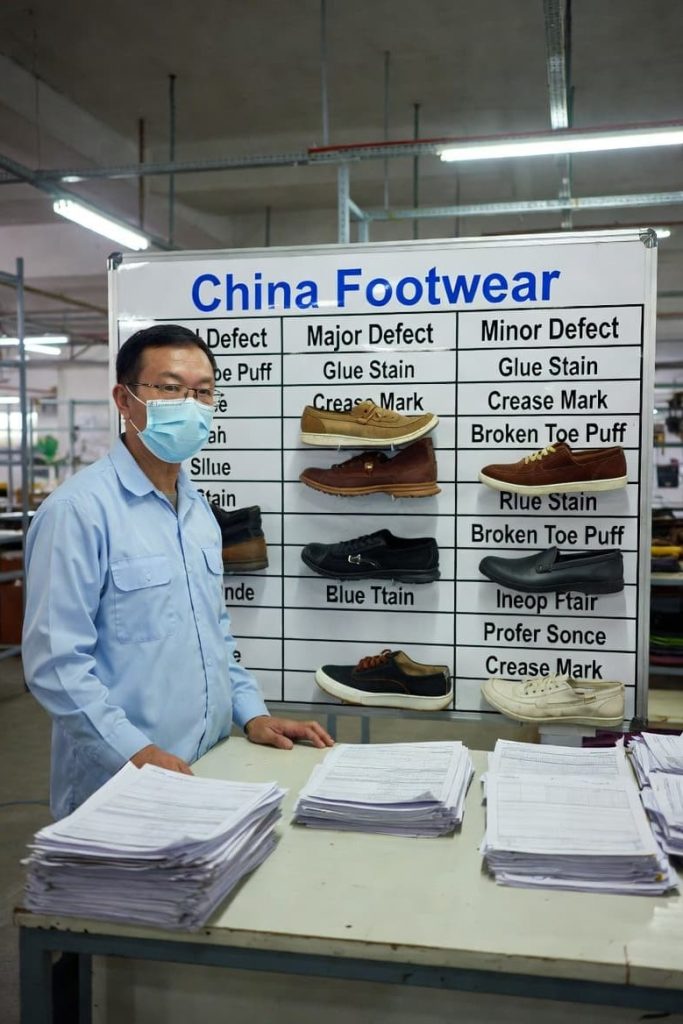 Footwear defect classification system used in AQL audits.