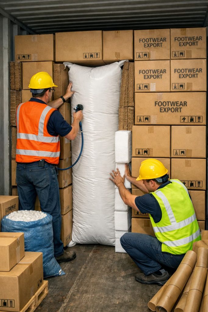 Cargo securing materials inside container.