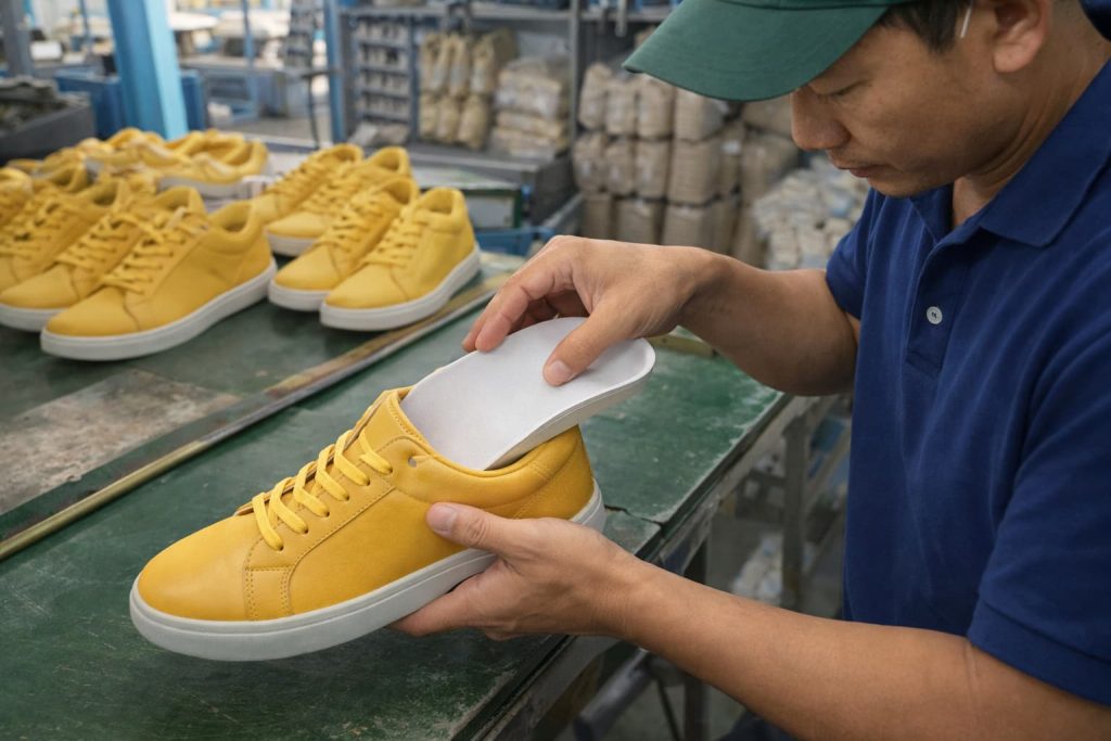 Footbed Positioning before footbed attaching