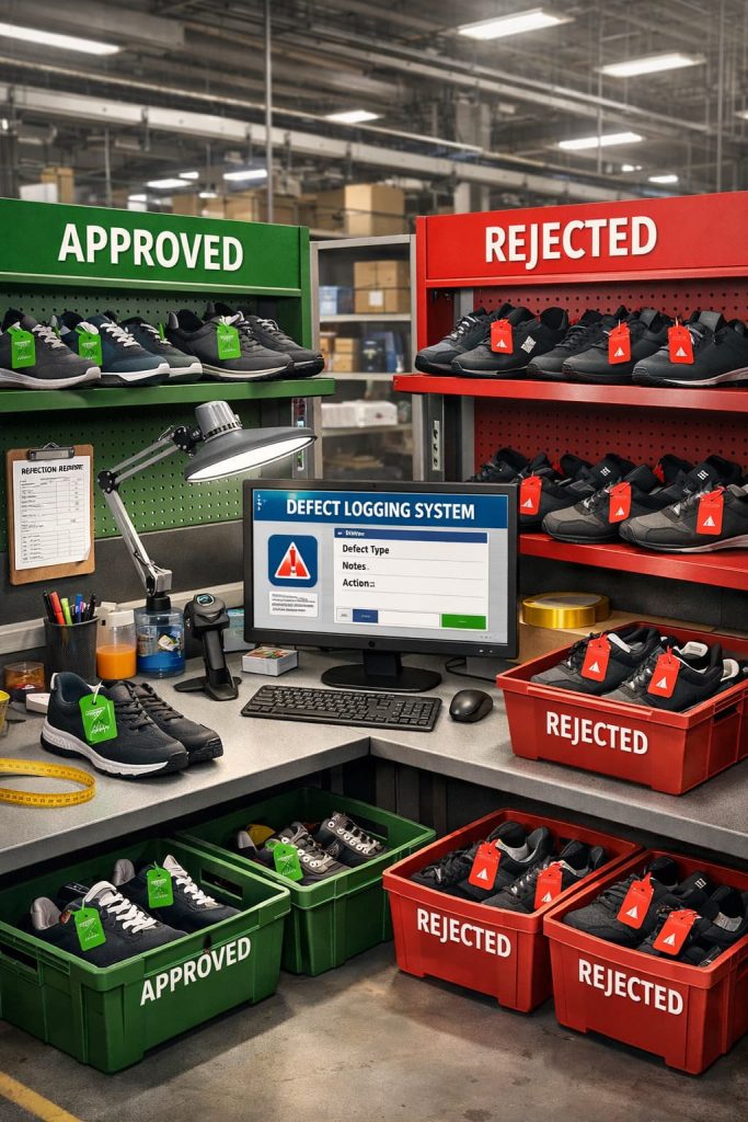 Approved and rejected footwear segregation system