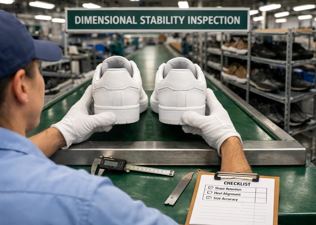 Shape retention inspection in footwear manufacturing