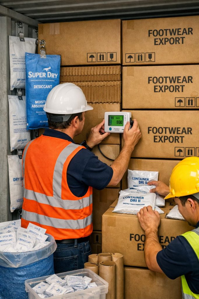 Moisture protection system inside export container.
