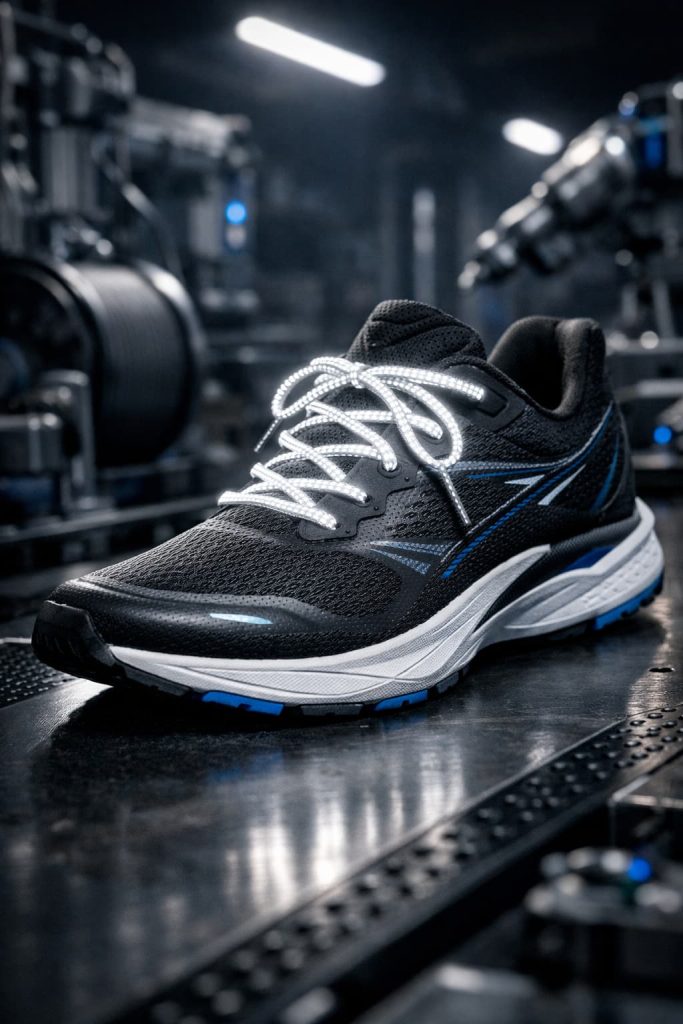 Reflective performance laces used in sports footwear