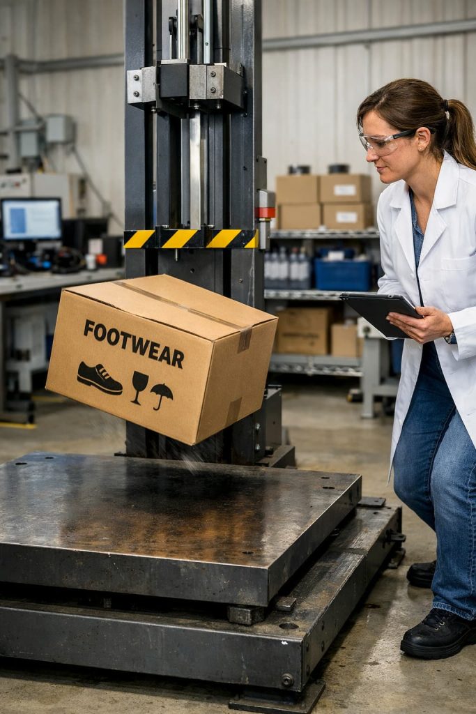 Footwear carton drop testing