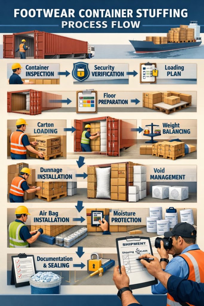 Container stuffing process flow chart.