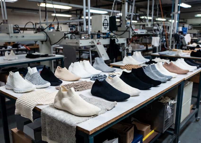 Different types of knitting used in footwear upper manufacturing