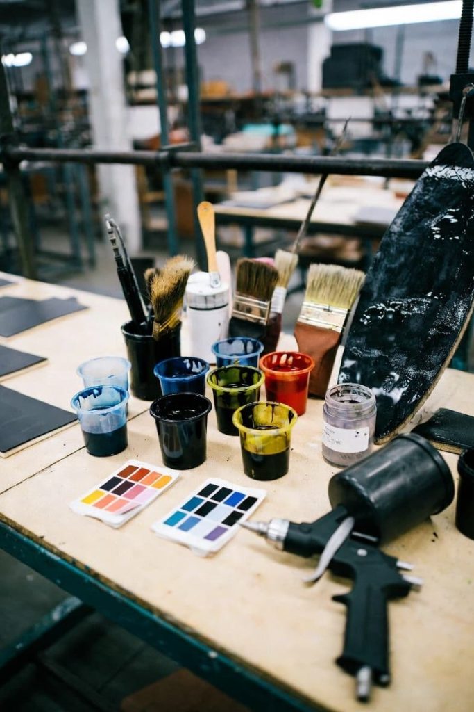 Industrial coloring materials used for outsole finishing.