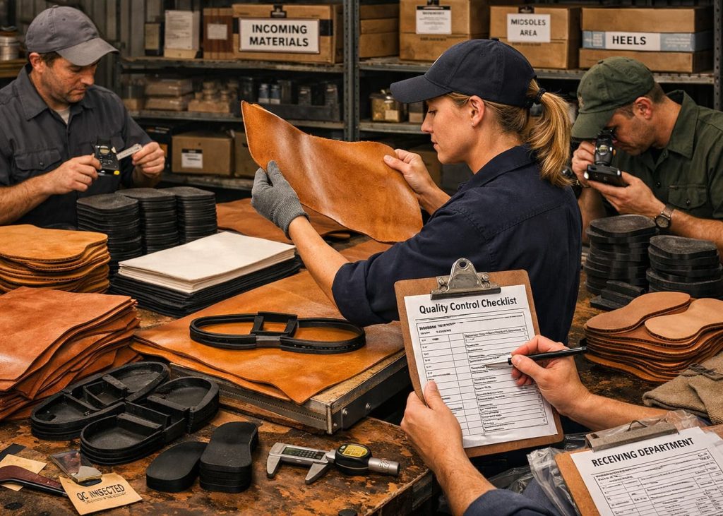 Incoming outsole component inspection.