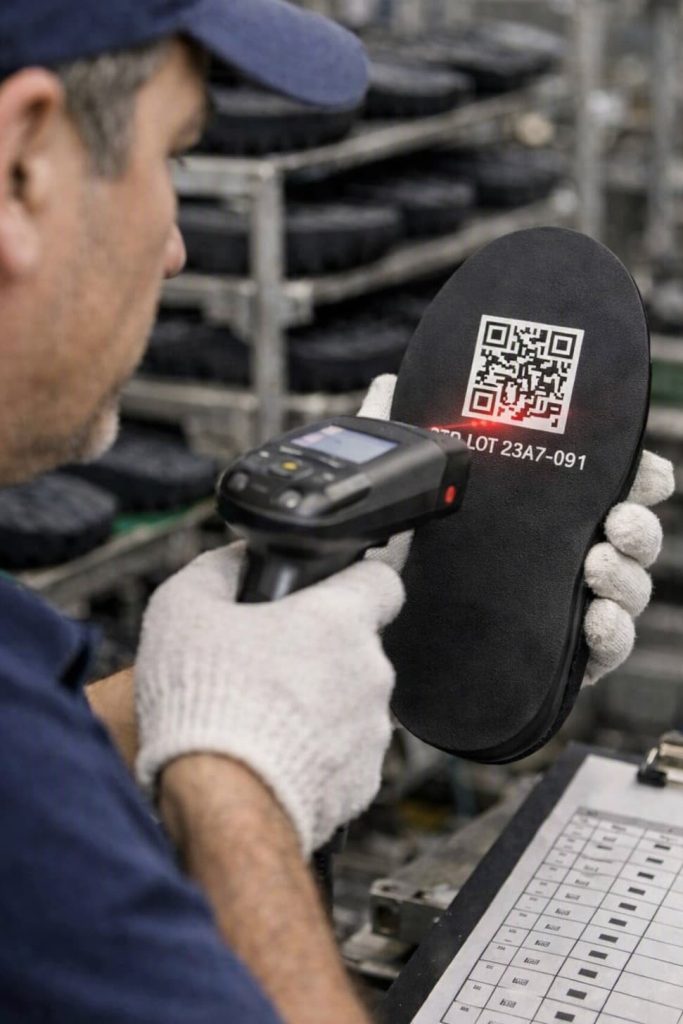 Traceability inspection of outsole identification.