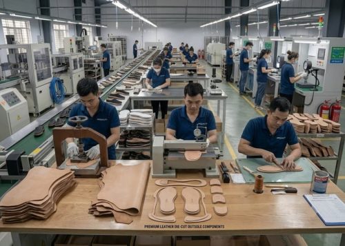 Leather die-cut outsole manufacturing