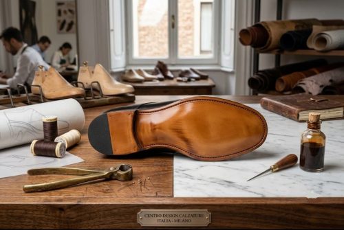Finished Shoe with Grooved Stitched Outsole