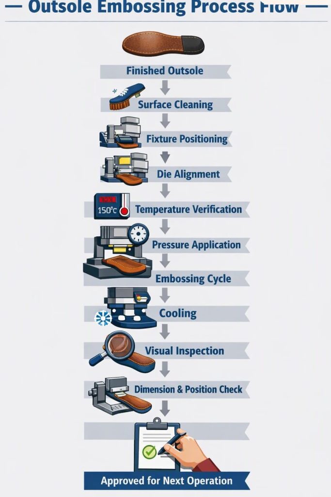 Flowchart of the footwear outsole embossing process.