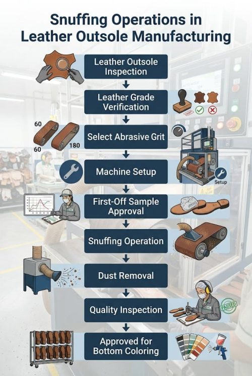 Flowchart of the leather outsole snuffing process.