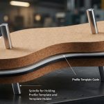 Working principle of a template-guided profile trimming machine.