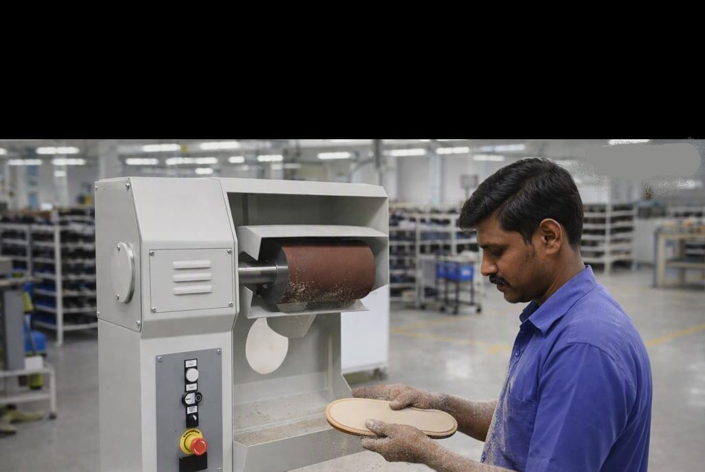 Medium scouring of a leather outsole edge.
