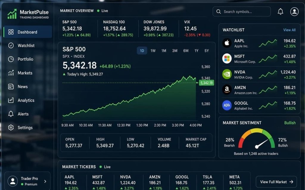 Financial stock chart dashboard tracking consumer discretionary equities.