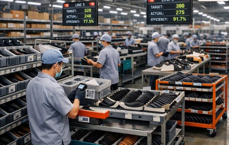 Lean feeding of outsole kits to the footwear assembly line.