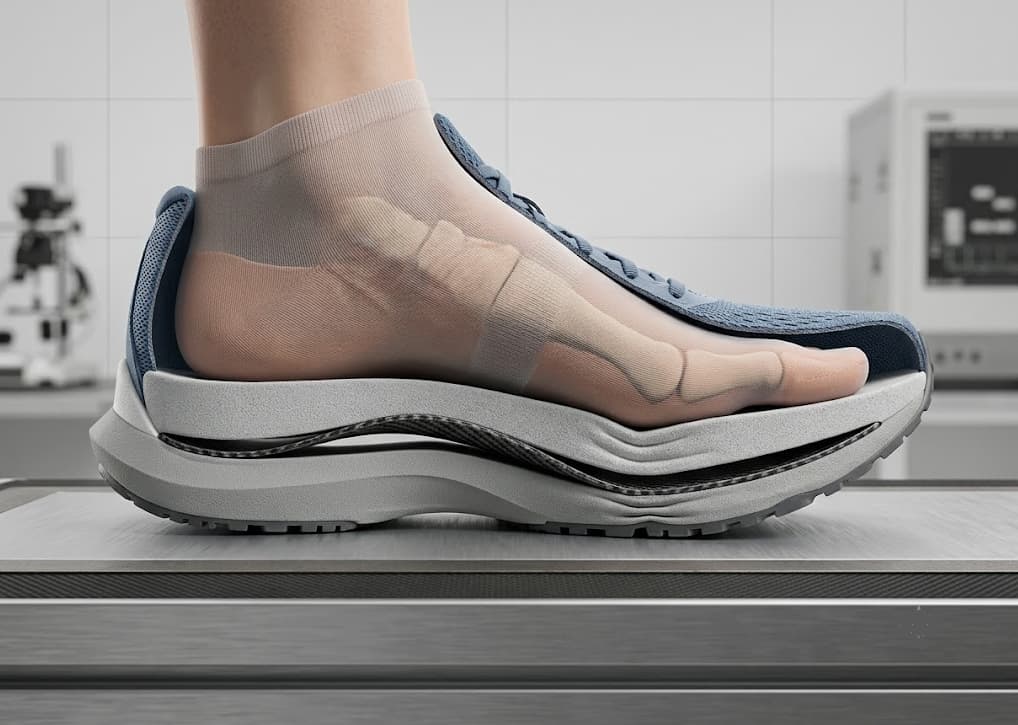 Carbon plate and midsole foam interacting during forefoot loading