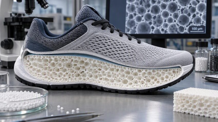 Supercritical foam cellular structure inside a footwear midsole